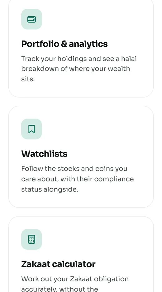 Portfolio & Zakaat — captured from the live Hudood product site